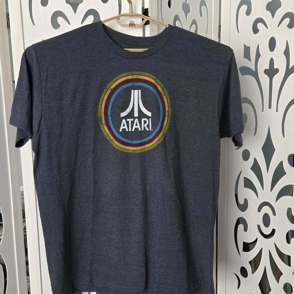 Atari Retro Logo Graphic T Shirt 2X XXL NWOT Gray Video Game Gamer Tee